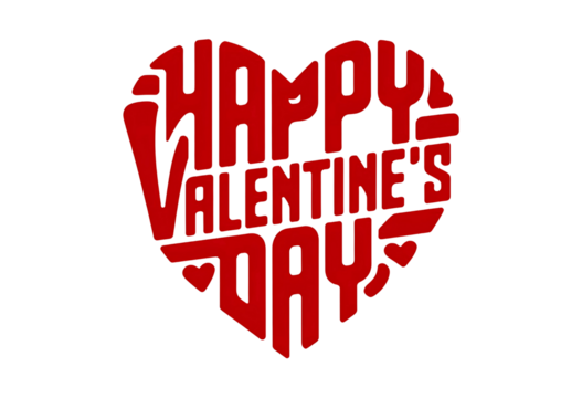 A beautiful heart with text " Happy valentine's Day "  isolated on Transparent background