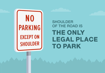 Safe driving tips and traffic regulation rules. Close-up of United States 