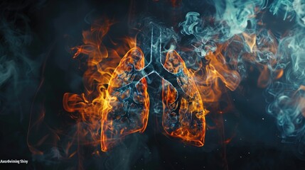 human lungs made with smoke and fire