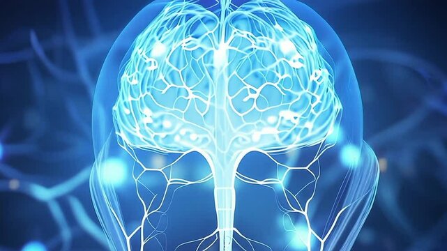 Neural Network: 3D Animation of Human Brain Cell Communication. 4K