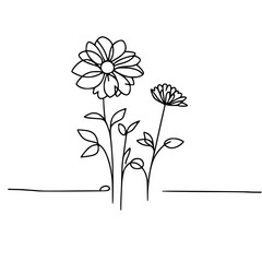 flower doodle line hand drawing vector