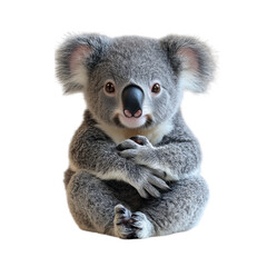 Naklejka premium A cute koala sitting with its arms wrapped around its legs.