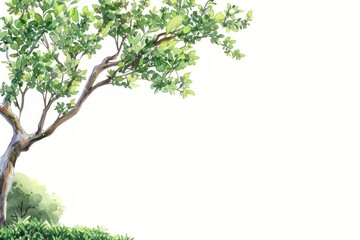 Obraz premium Lush tree branches white background