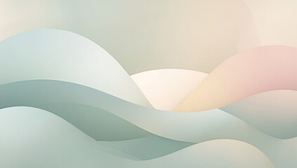 Abstract image featuring subtle pastel wave shapes blending harmoniously, evoking tranquility and simplicity