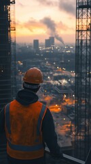 A civil engineer at the construction site.