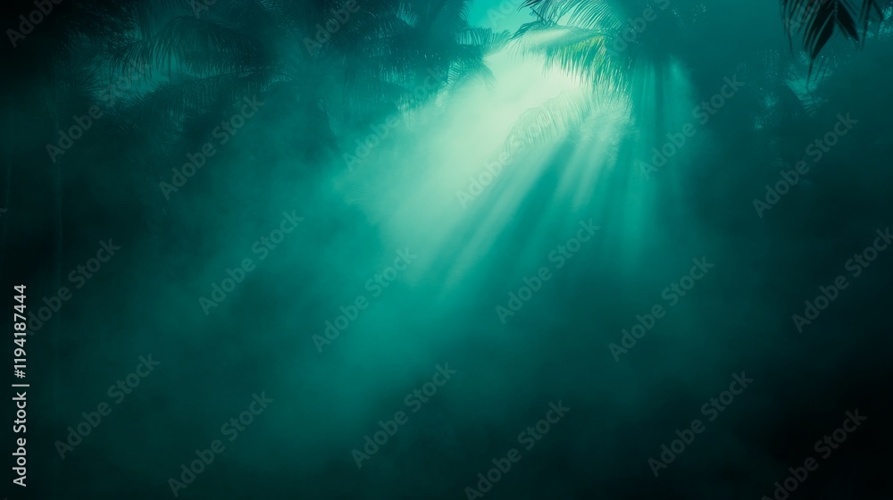 Poster A dense forest reveals towering trees enveloped in thick fog, where soft light filters through, evoking an ethereal and mysterious atmosphere