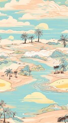 Pastel vintage beach pattern outdoors drawing nature.