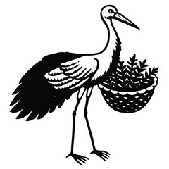 stork carrying a bundle