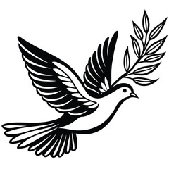 flying dove carrying an olive branch