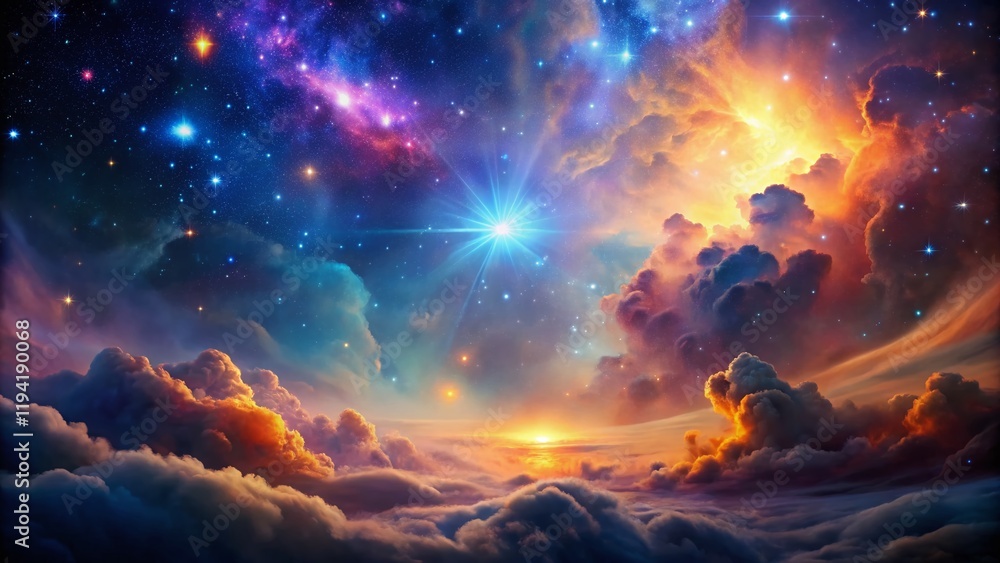 Poster cosmic nebula in vivid bokeh: deep space exploration image