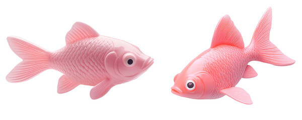 Fototapeta premium Set of simple and cute fish toy in soft pastel, isolated on white or transparent background.