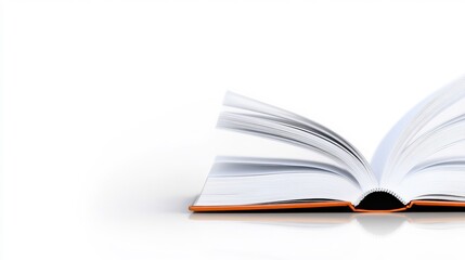 Fototapeta premium Open book pages gently curve invitingly under soft white light. AI Generated