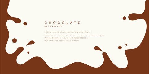 Chocolate background of Modern poster, dynamic splashes and drops. Vector illustration in a flat style of minimalism	
