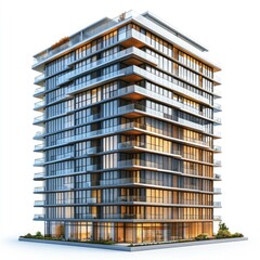 Fototapeta premium Modern Glass Skyscraper: Luxurious City Apartment Building