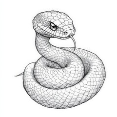 Fototapeta premium Intricately Designed Snake with Artistic Lines and Detailed Scales, Perfect for Illustrations, Tattoos, and Nature-Themed Graphics