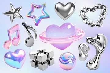 3d hologram and chrome element set