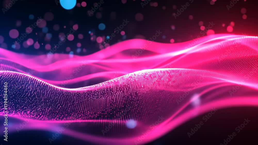 Poster glowing digital data flow with vibrant neon light patterns creating an immersive abstract experience