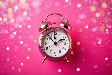 December 1st Alarm Clock Jump, Pink Background, Winter Calendar Day