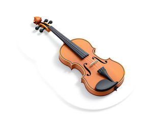 Obraz premium Elegant Violin 3D Render: A Classical String Instrument on White Background