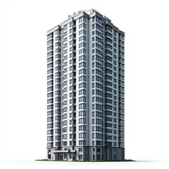Fototapeta premium Modern Highrise Apartment Building: Architectural Design and Cityscape