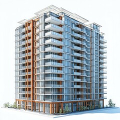 Modern Highrise Apartment Building: Architectural Design and Cityscape