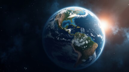 Fototapeta premium Earth from space, emphasizing the axial tilt