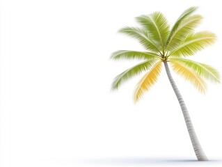Obraz premium Single Palm Tree Gently Sways in Warm Sunlight. AI Generated