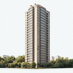 Modern Highrise Apartment Building: Luxurious City Living in a Greenery Setting