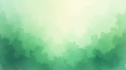 Watercolor-style abstract art featuring soft green hues and flowing pastel tones, evoking a calm and meditative mood with gentle transitions.