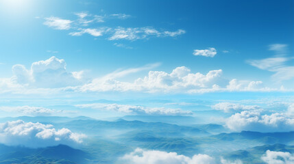 Daytime blue sky with fluffy white clouds, perfect as a background with copy space image beautiful blue-sky with clouds

