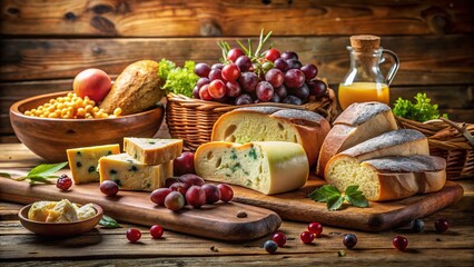 Delicious St. Jacob's Feast: Rustic Bread, Cheese, and Grapes