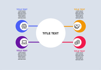 Obraz premium Infographic label design template with icons Circular business infographic template design for presentation Business concept 