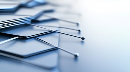 Cool Blue Geometric Abstract Forms Neatly Stacked. AI Generated