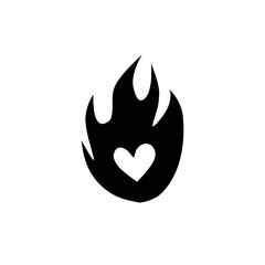 Simple icon of fire of love or burning love