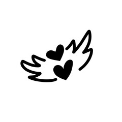 Simple icon two loves with wings