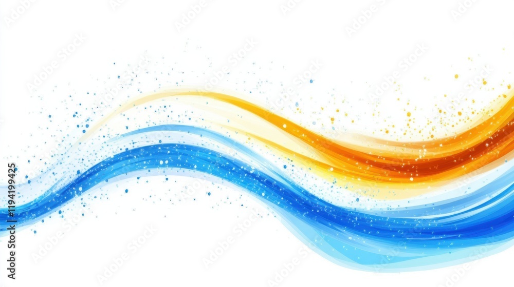 Poster vibrant flow of colorful waves with sparkles enhancing brightness and energy in a dynamic background