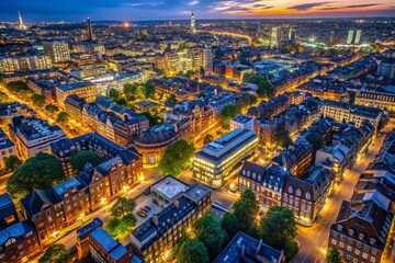 Fototapeta premium Dramatic Low-Light Aerial View of London's Mayfair at Night