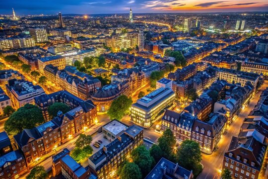 Dramatic Low-Light Aerial View of London's Mayfair at Night