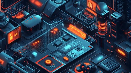 Futuristic Technology Abstract Isometric Design