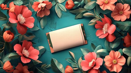 An artistic depiction of a diploma surrounded by blooming flowers, symbolizing growth and success