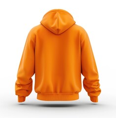 Editable orange hoodie back view mockup on white background for ecommerce, fashion templates, and branding purposes