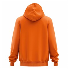 Orange hoodie back view isolated on white background for fashion design mockups, ecommerce, and print advertising