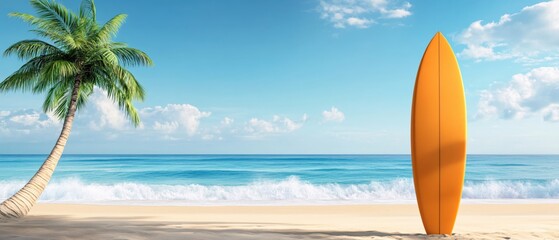 Tropical Beach Paradise Surfboard Summer Vacation Ocean Fun