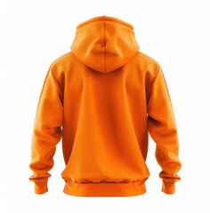 Isolated back view of orange hoodie on a white background for professional ecommerce listings and clothing design mockups