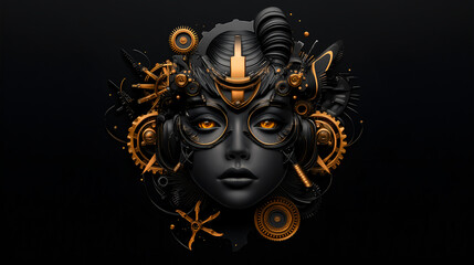 Cyberpunk Steampunk Woman Face