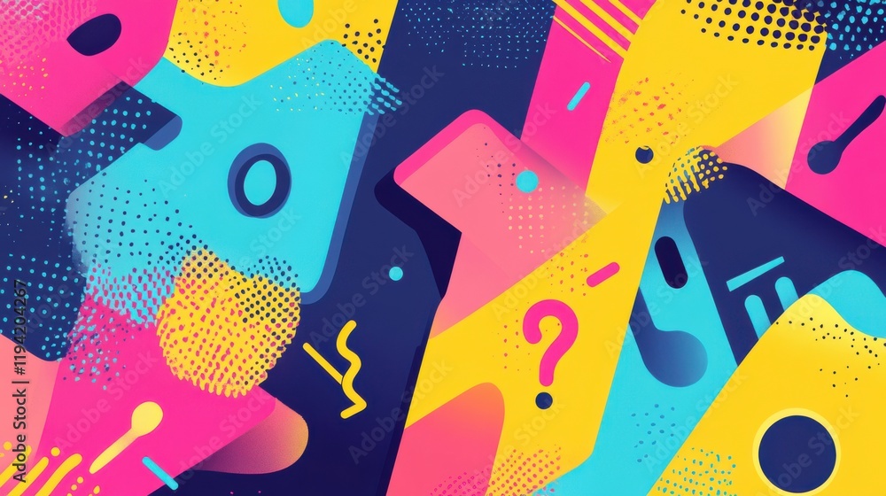 Aufkleber vibrant abstract background with colorful geometric shapes and patterns for creative projects, digit