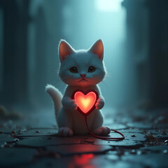 cat with heart