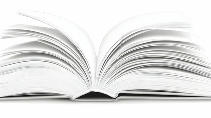 An open book with visible text lines in a black and white illustration represents knowledge, literature, and the fields of education and reading.