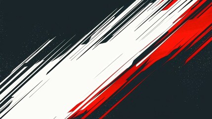 Dynamic abstract design with bold red and white streaks