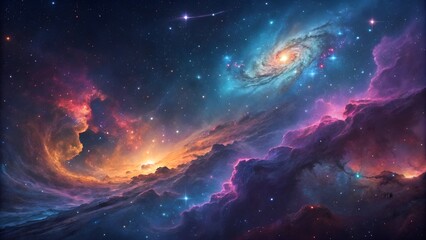 Obraz premium Beautiful nebulae and stars in the night sky. Supernova background wallpaper 
